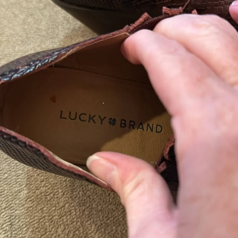 Lucky Brand Womens Snake Print Low Ankle Bootie Brown 8.5 (TD) - Picture 7 of 7